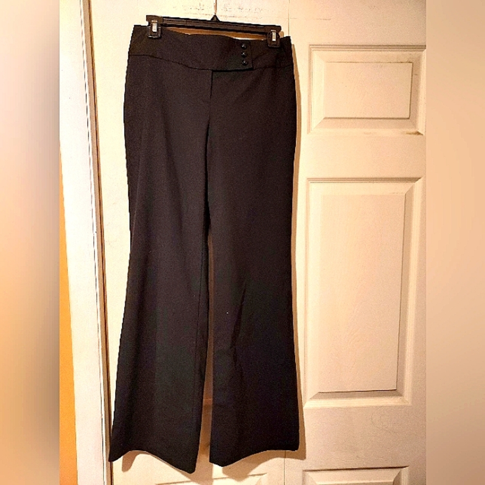 Alfani Petite Dress Pants Womens 4P Wide Leg Black Business Office Work Wool